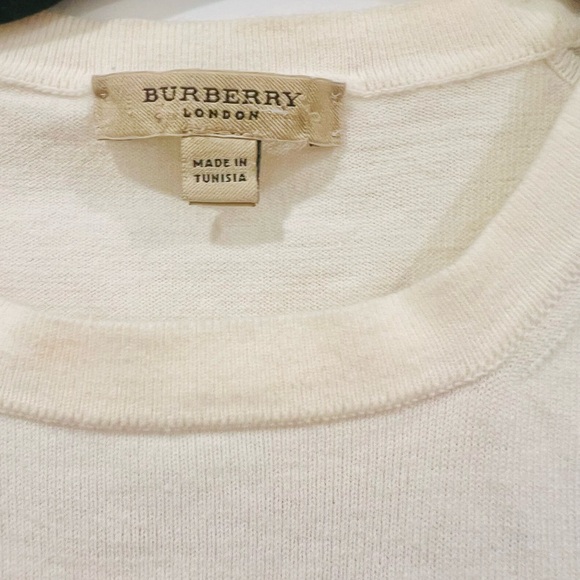 Burberry London Cream Sleeveless Knit Top Nova Checker Shoulder Detail - Picture 5 of 5